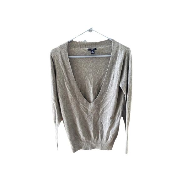 Gap Cashmere/Cotton Sweater V Neck Women M Gray Preppy Comfy - Picture 1 of 12